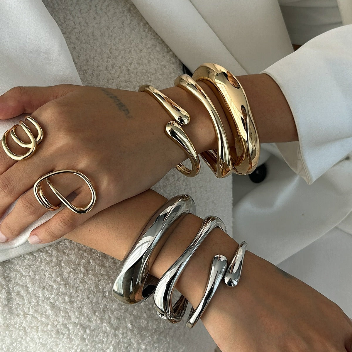 Geometric Wide Metal Luxury Bracelet