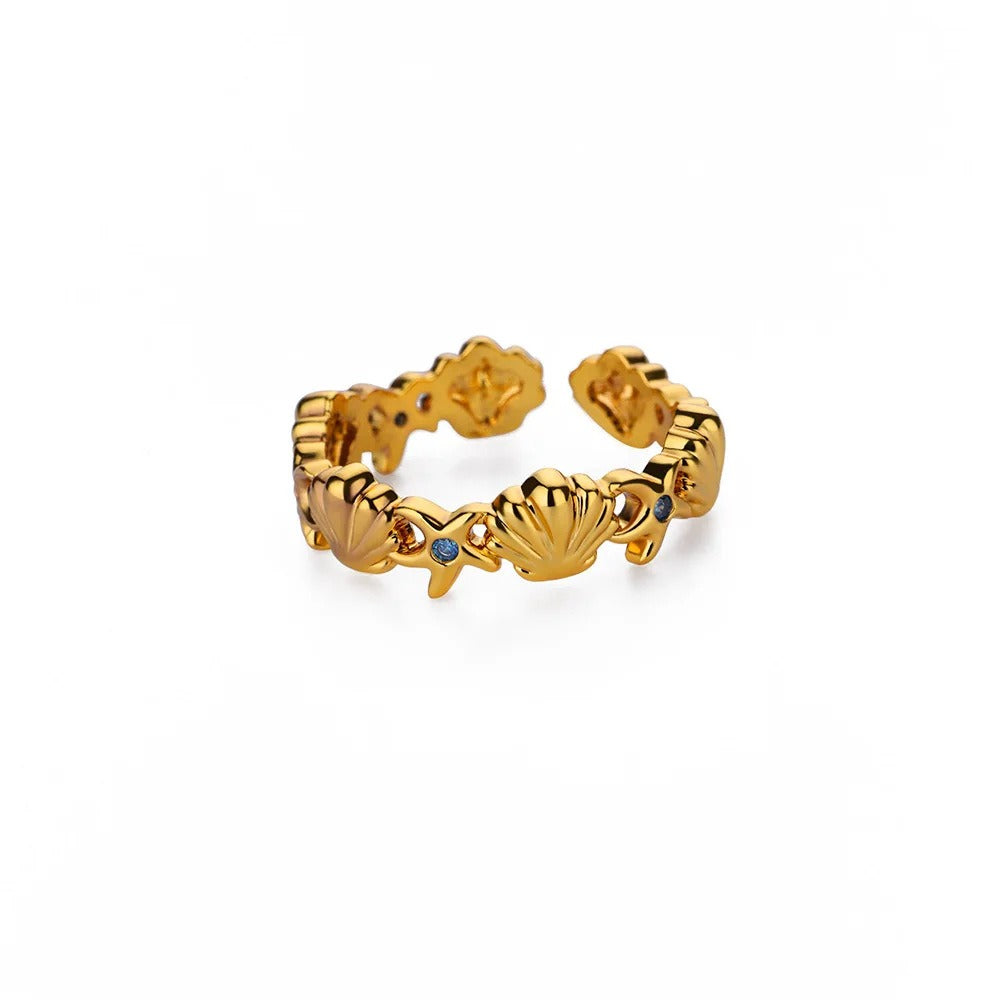 Starfish Shell Stainless Steel Open Ring