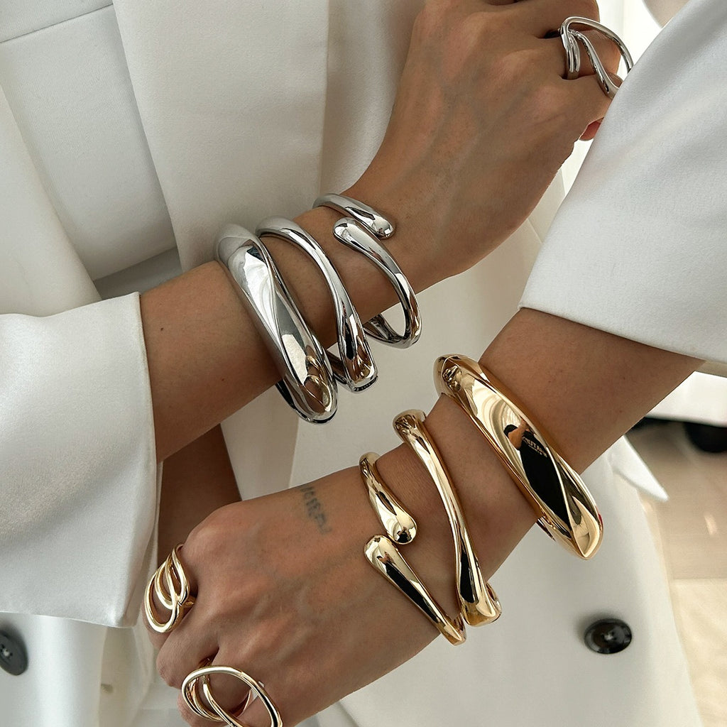 Geometric Wide Metal Luxury Bracelet