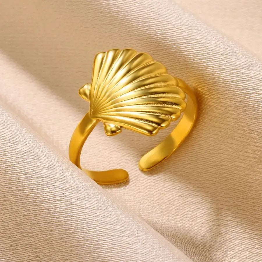 Starfish Shell Stainless Steel Open Ring