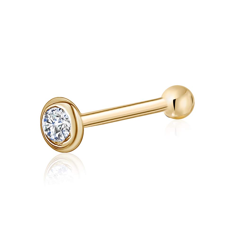 GoldLite 18K Yellow Gold Diamond Nose Stud