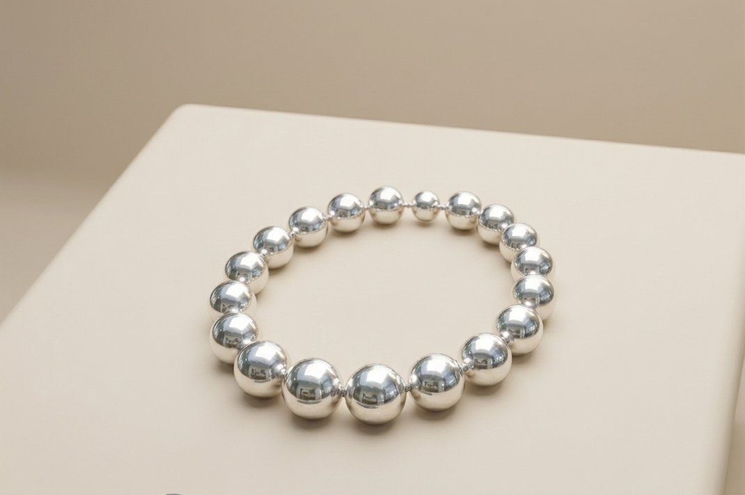 Bold Beaded Silver Necklace