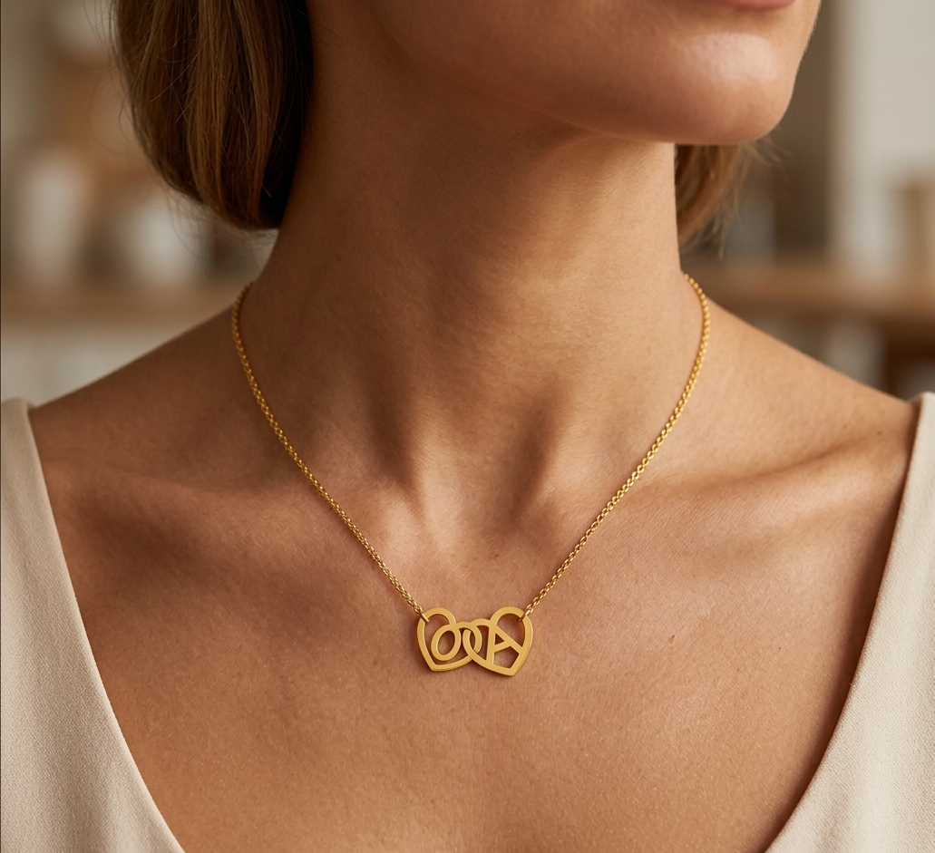 Chic Initial Heart Necklace - Elegant Gold Letter Jewelry