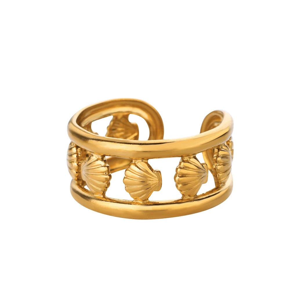 Starfish Shell Stainless Steel Open Ring