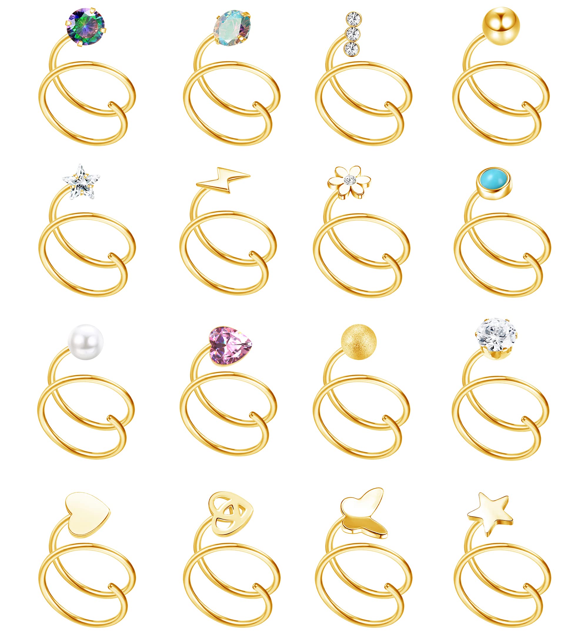 Spiral Star Double Hoop Nose Ring